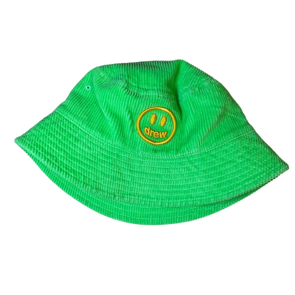 Drew House Mascot Bucket Hat Lime Green Corduroy Smiley Face OS Streetwear